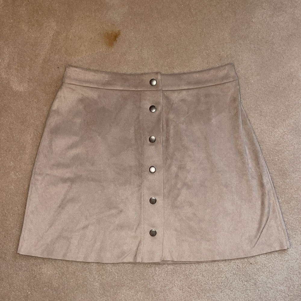 Suede button up skirt